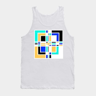 Inverted Blue Black Yellow Geometric Abstract Acrylic Painting VI Tank Top